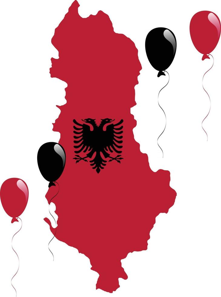 Albanian Map, Flag and Colorful Balloons vector