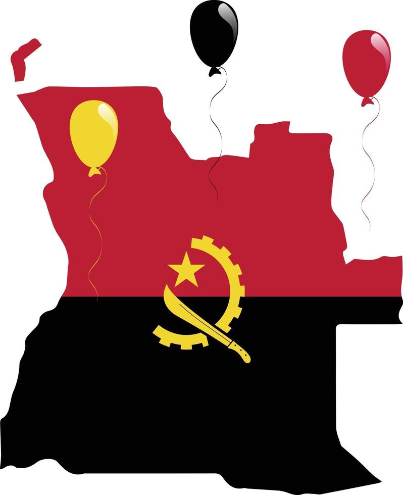 Vector Illustration of Map and Flag of Angola