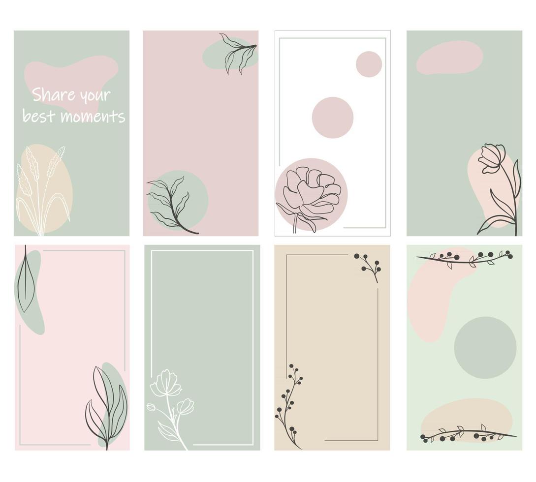 Set of backgrounds for stories and social media posts Vector