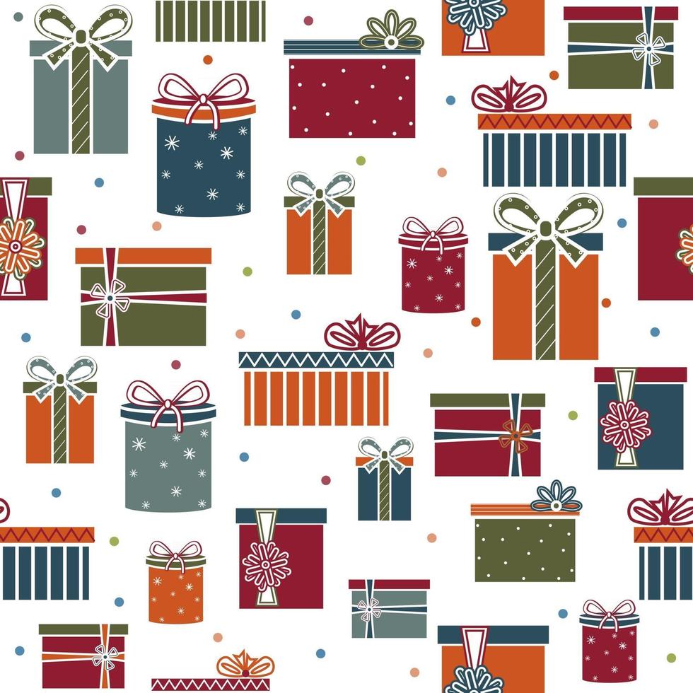 Seamless pattern with colorful gifts on a white background vector