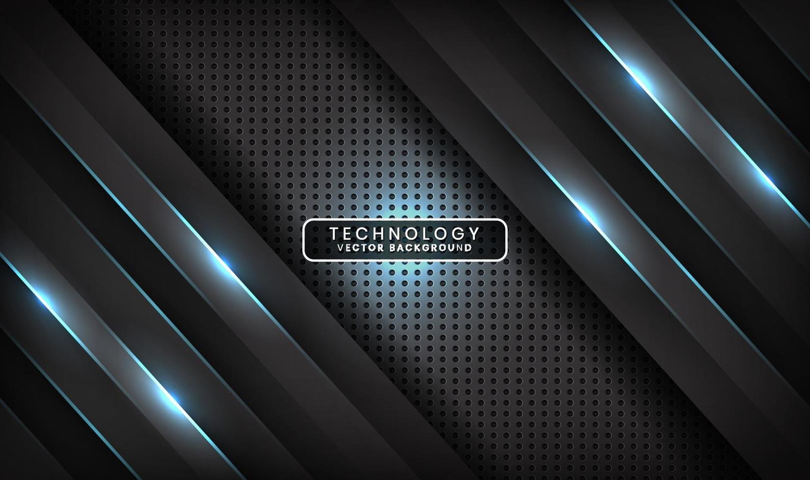 Abstract 3D black techno background overlap layers on dark space with blue light line effect decoration. Modern design template element style for flyer, card, cover, brochure, or landing page vector