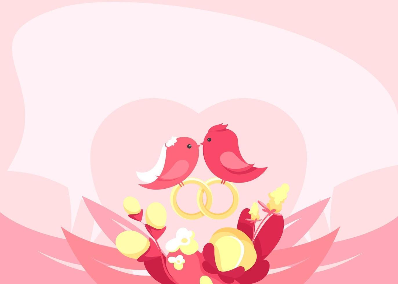 Banner template with birds in love. vector