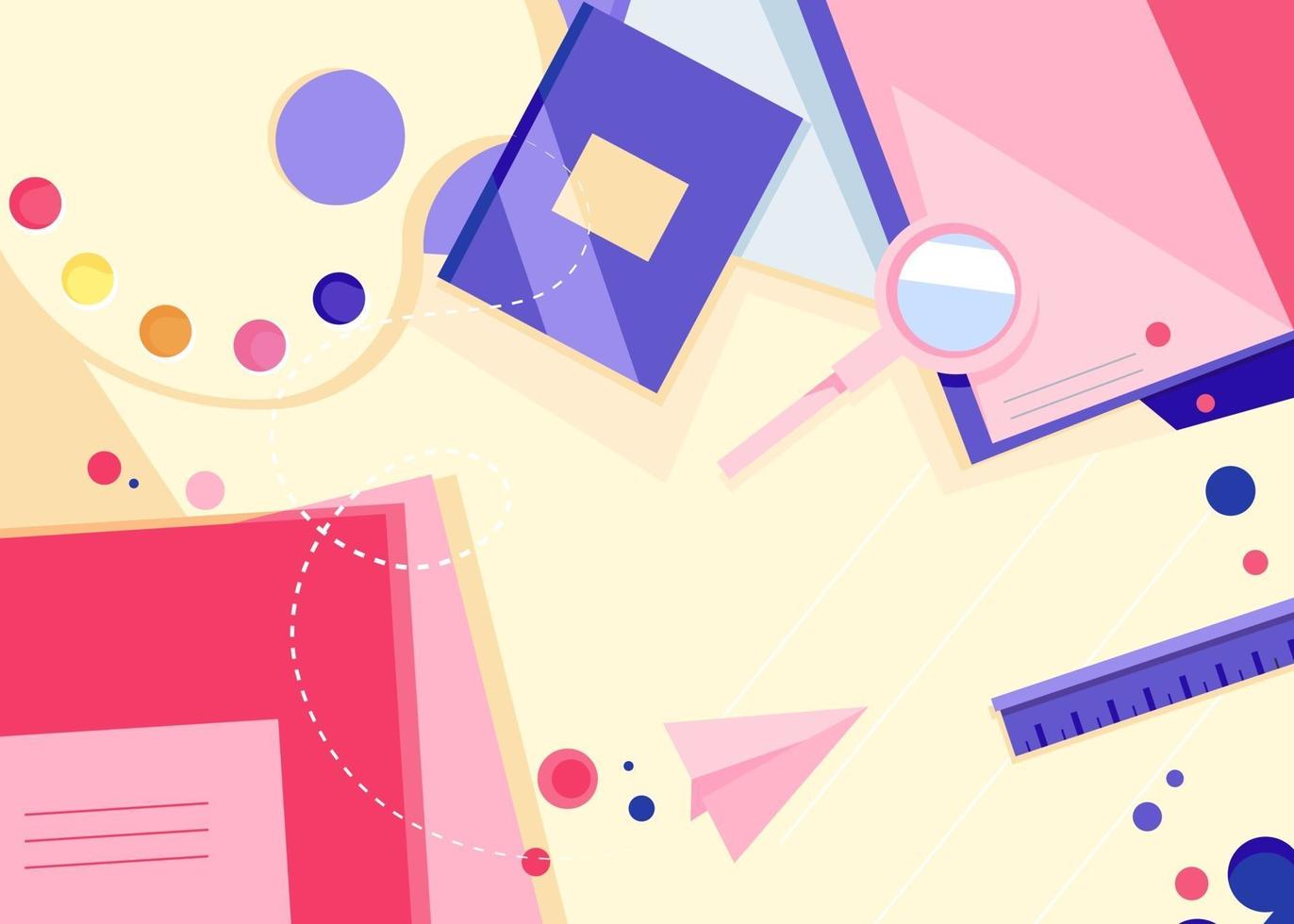 Banner template with different notebooks. School concept art. vector