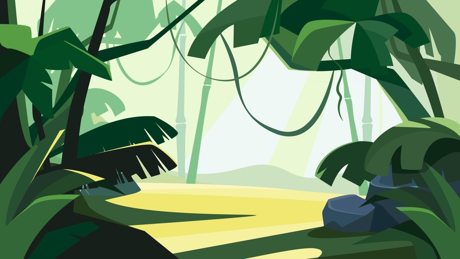 bosque tropical al amanecer. vector