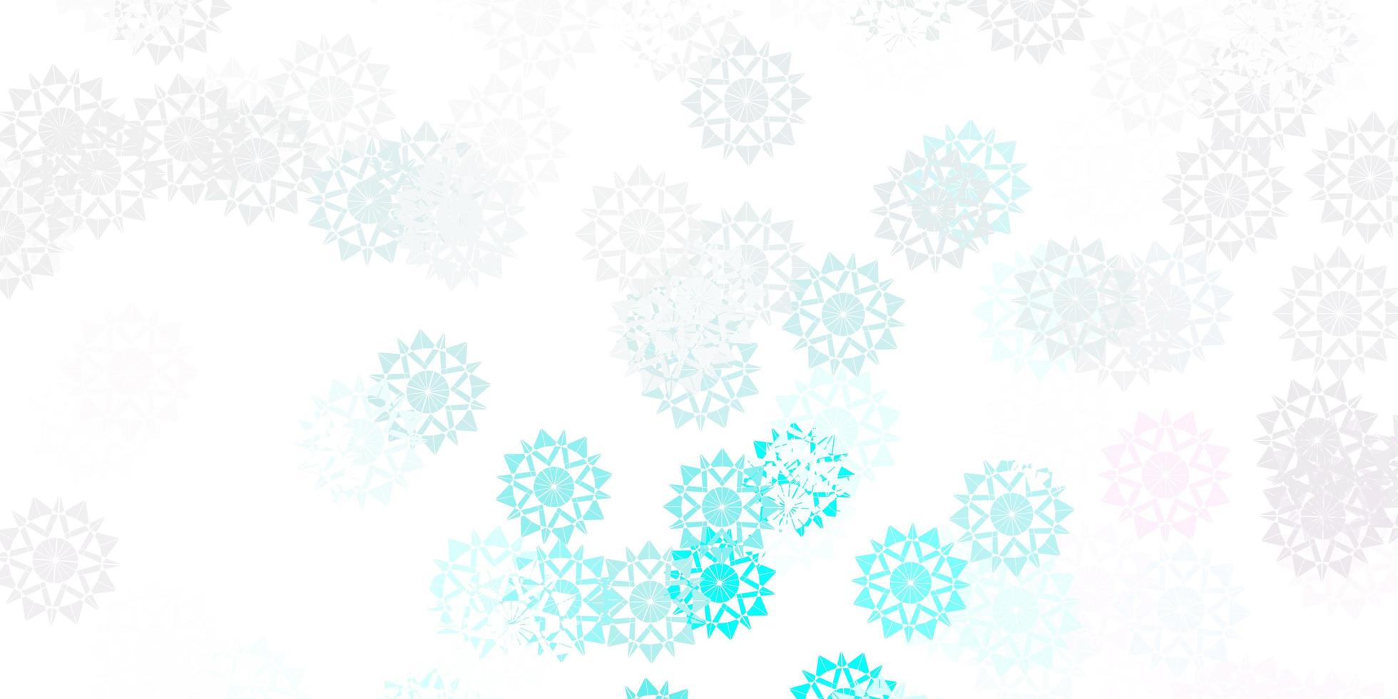 Light pink, blue vector template with ice snowflakes.