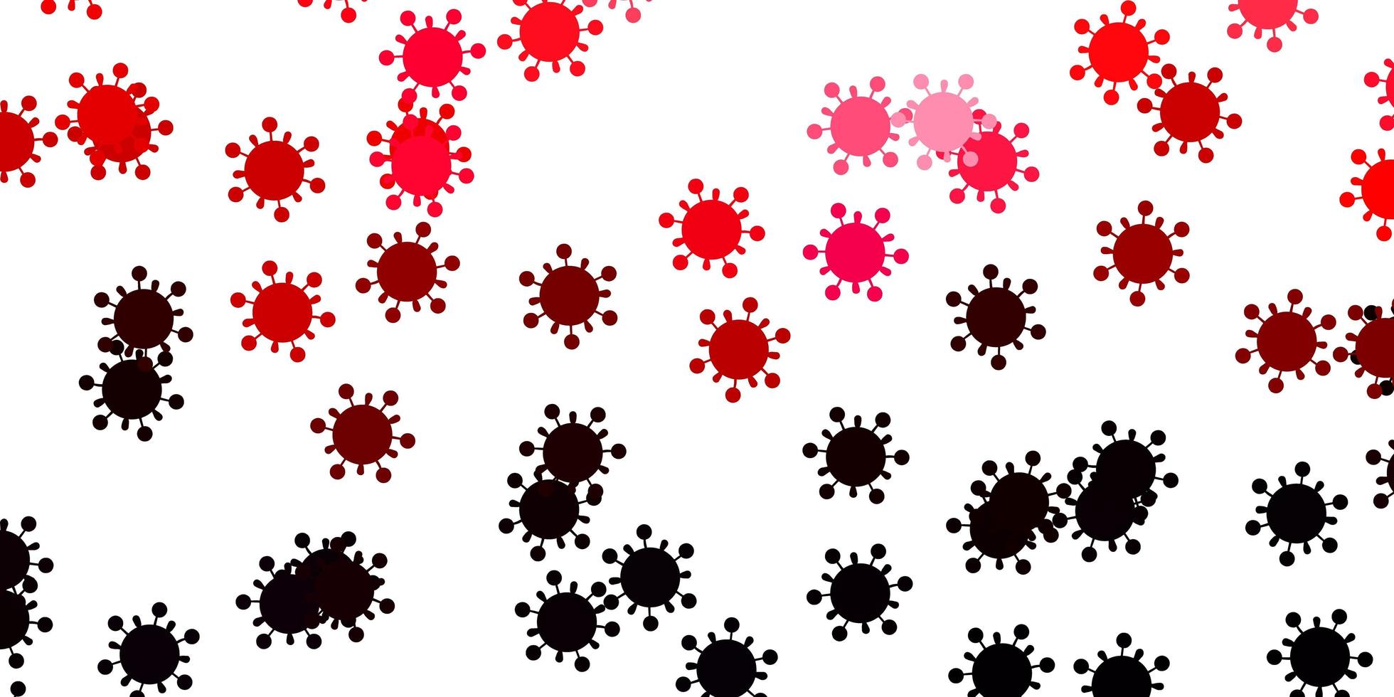 Fondo de vector rosa claro, rojo con símbolos covid-19.