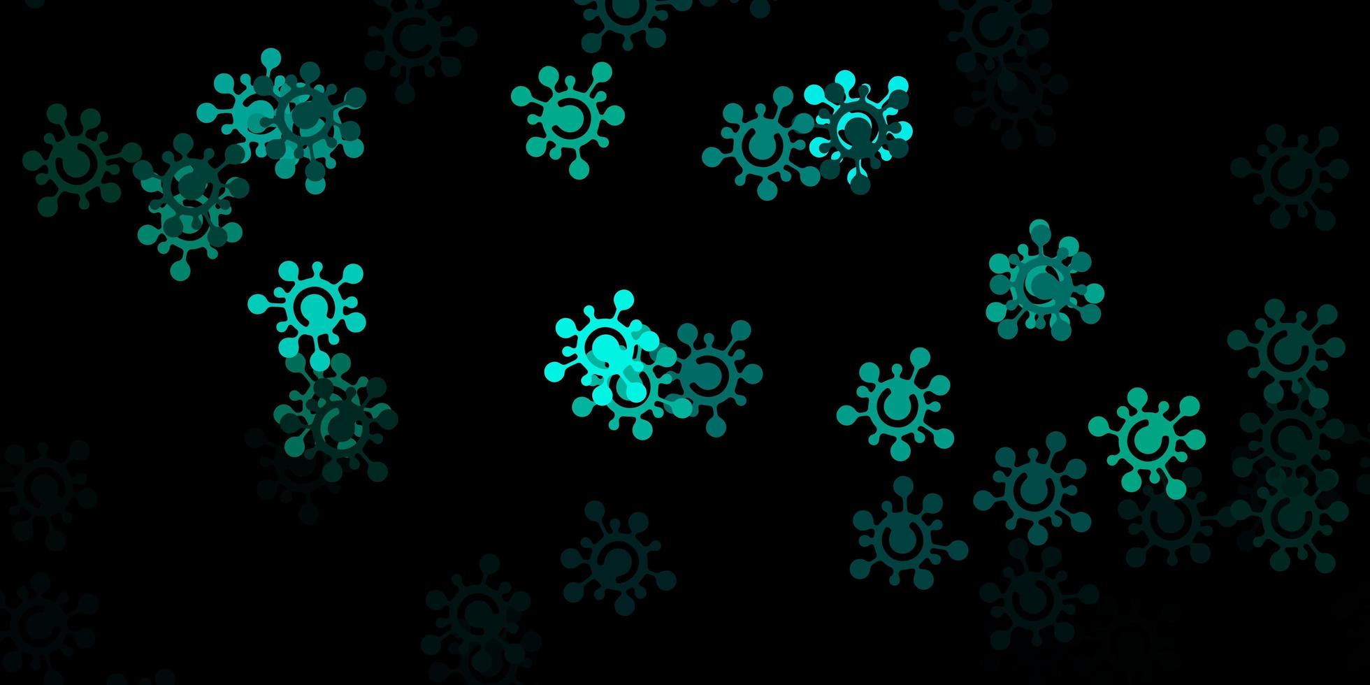 Dark blue, green vector backdrop with virus symbols.