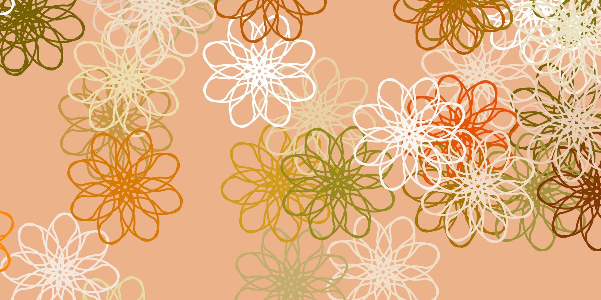Light Green, Yellow vector doodle texture with flowers.