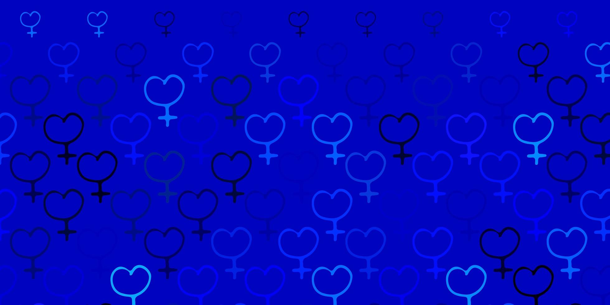 Light BLUE vector pattern with feminism elements.