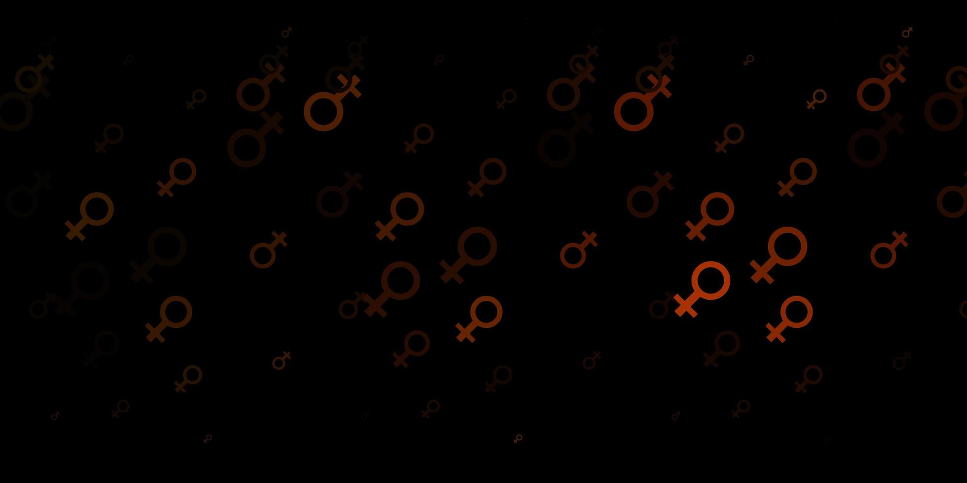 Dark Orange vector backdrop with woman's power symbols.