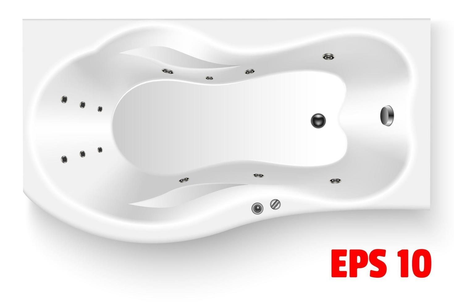 White bathtub rectangular curved top view vector