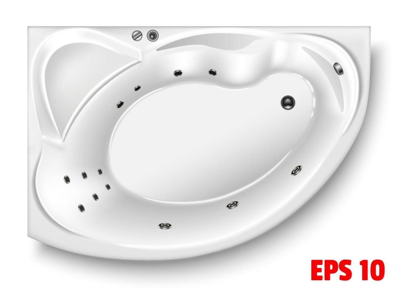 White bath top view. Ceramic plumbing, bubble vector