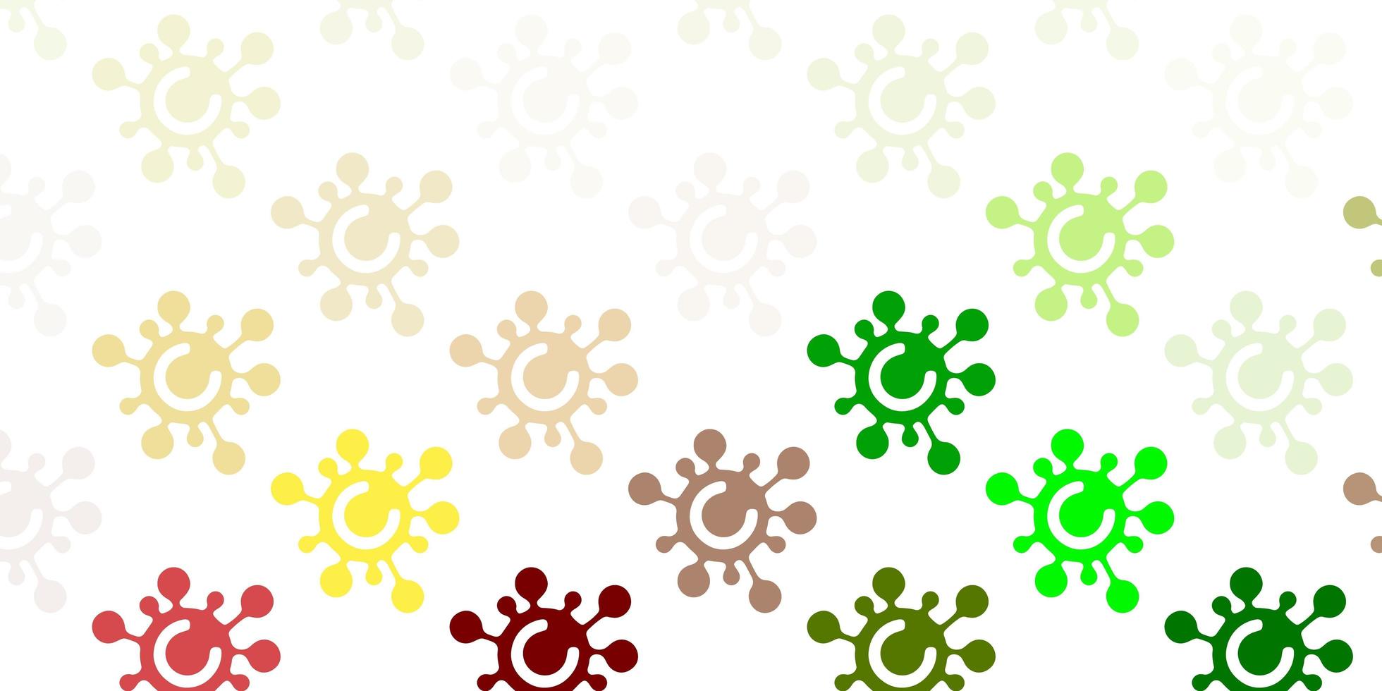 Light Green, Yellow vector pattern with coronavirus elements.