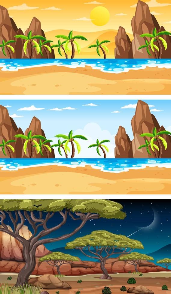 Set of different types of forest horizontal scenes vector
