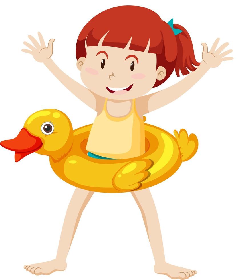 Cute girl with duck swimming ring isolated 2801632 Vector Art at Vecteezy