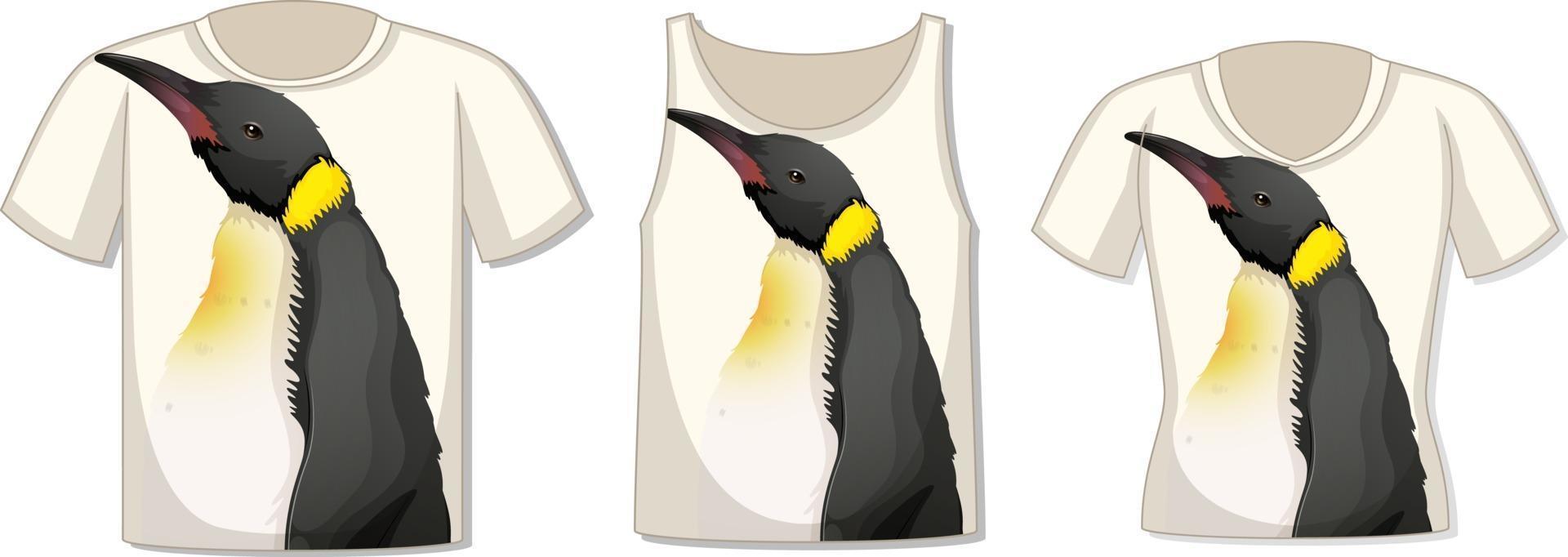 parte delantera de la camiseta con plantilla de pingüino vector