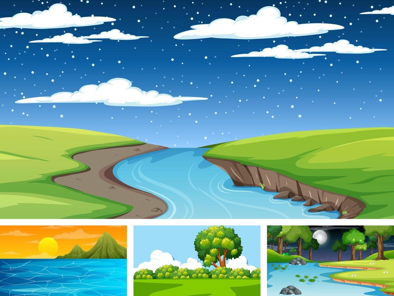 Different scene set of nature park and forest vector