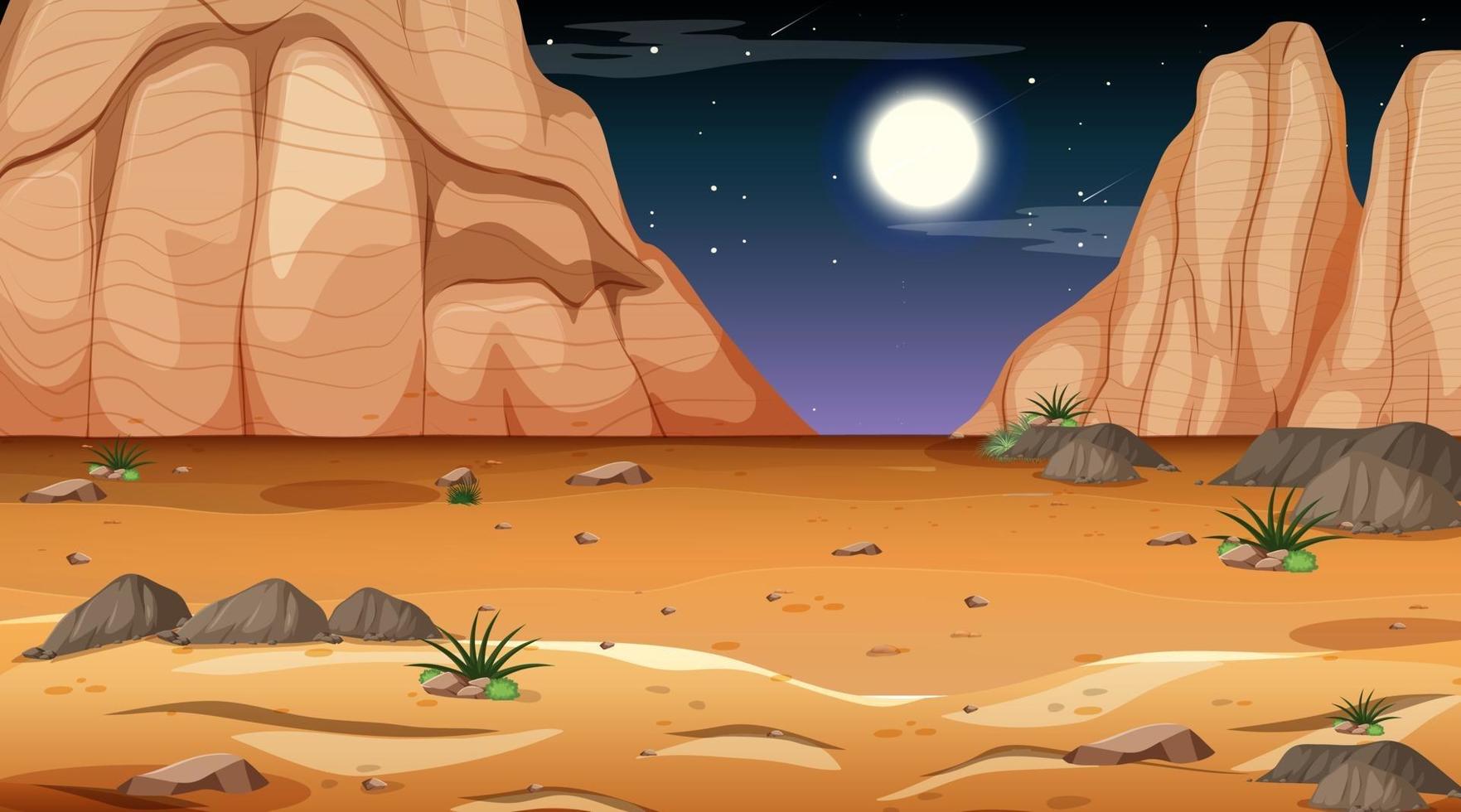 Desert forest landscape at night scene vector