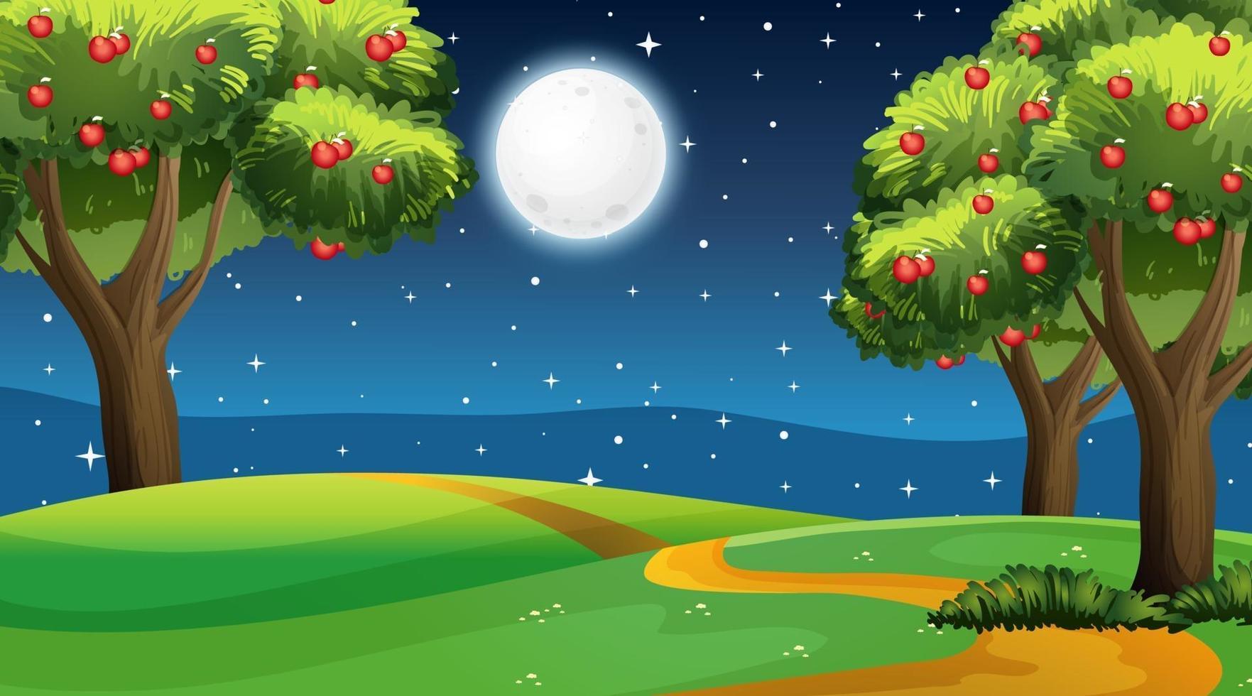 Blank nature park landscape at night scene vector