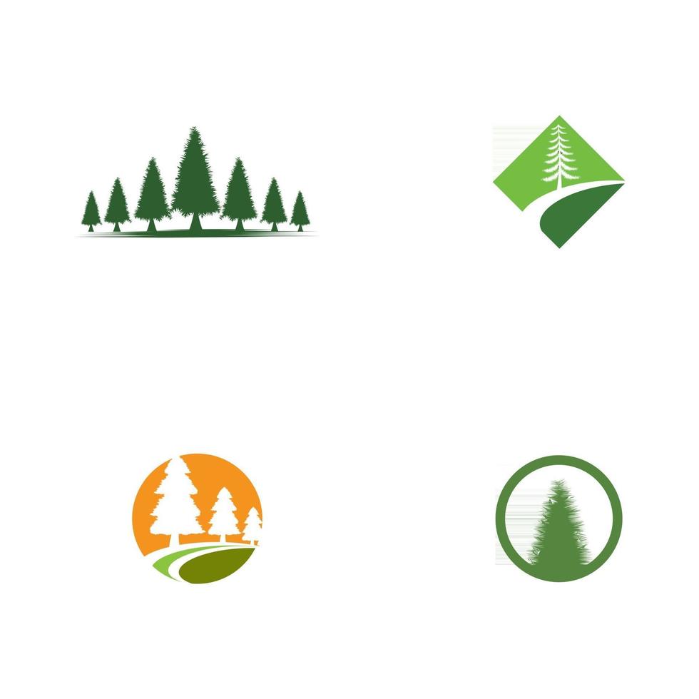 Set Cedar tree vector icon illustration design template