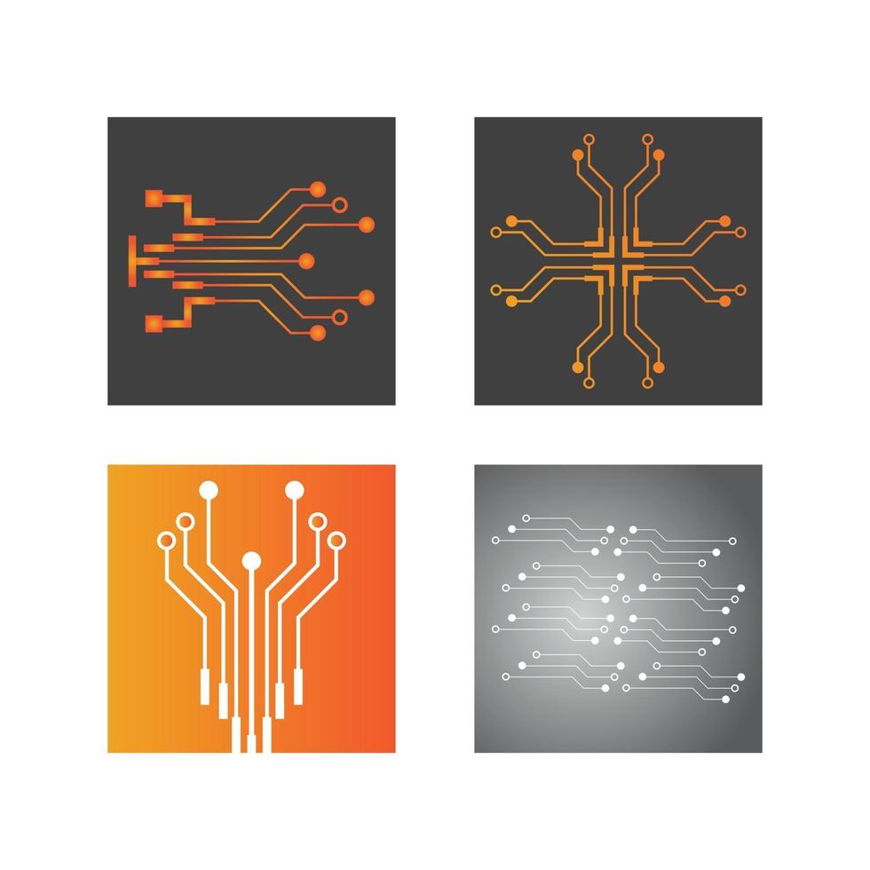 Set Circuit Logo Template vector