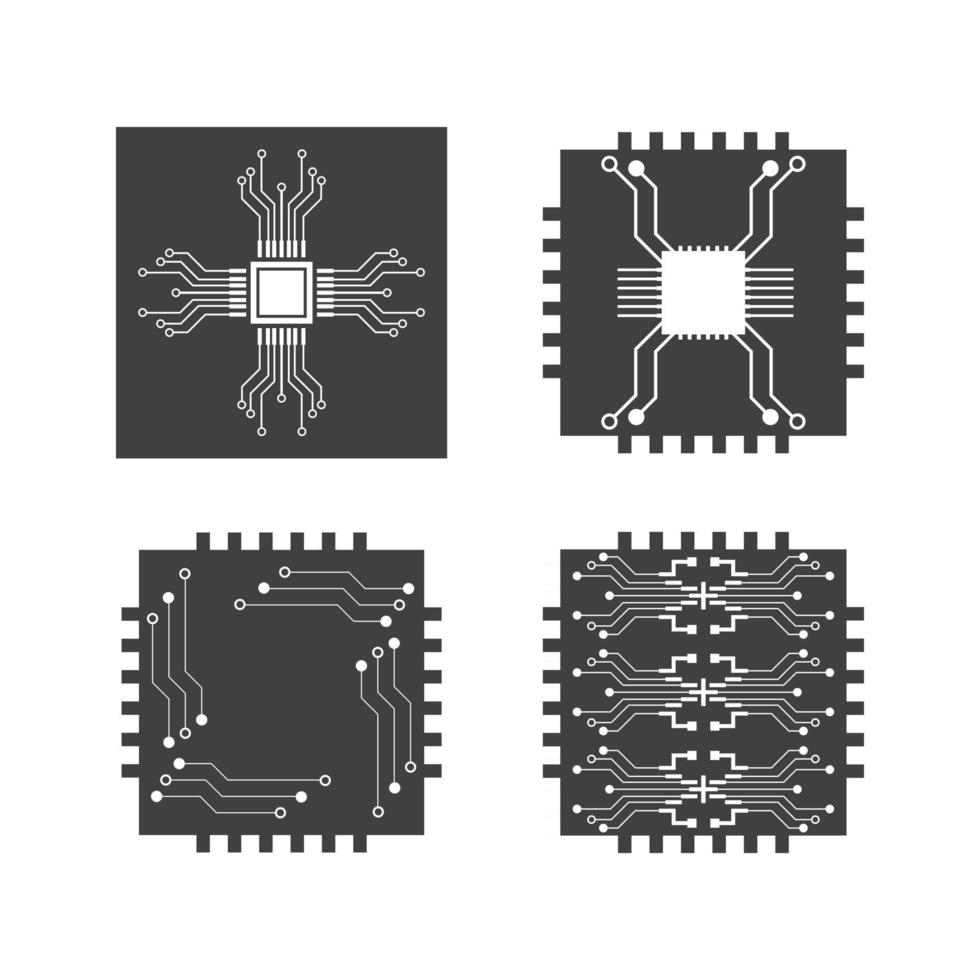 Set Circuit Logo Template vector