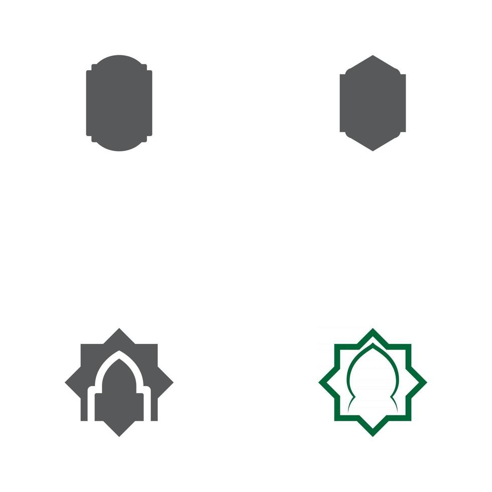 Set Mosque window vector icon design template