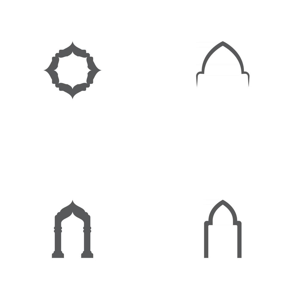 Set Mosque window vector icon design template