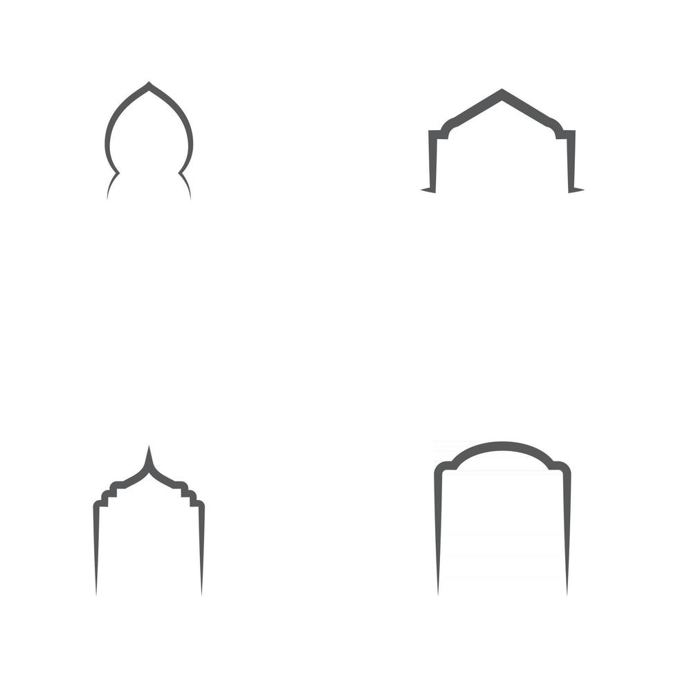 Set Mosque window vector icon design template