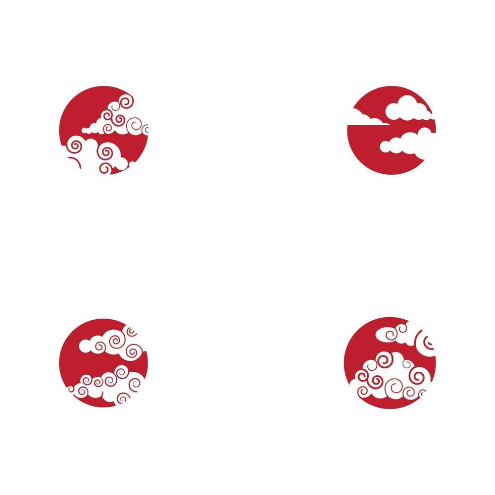 Establecer símbolo de vector de plantilla de logotipo de nubes chinas