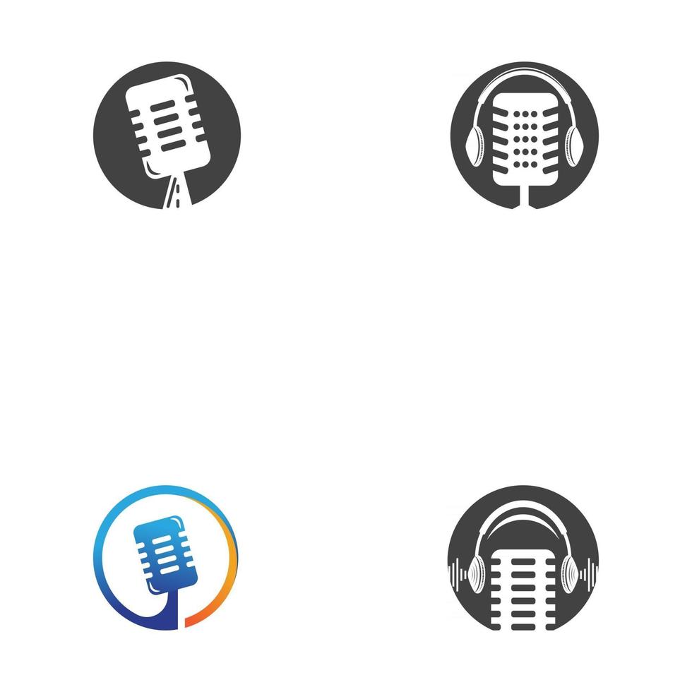 establecer plantilla de ilustración de diseño de icono de vector de podcast
