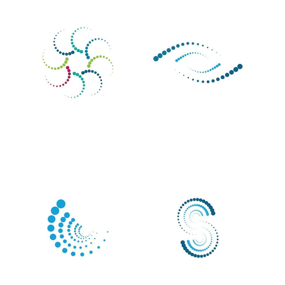 Set halftone circle dots vector illustration design