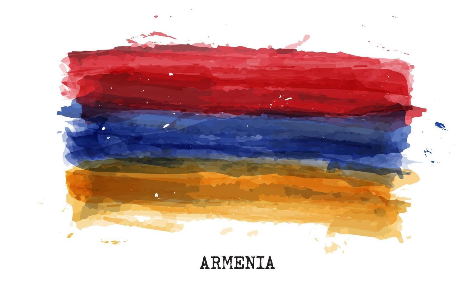 Bandera de pintura de acuarela realista de armenia. vector. vector