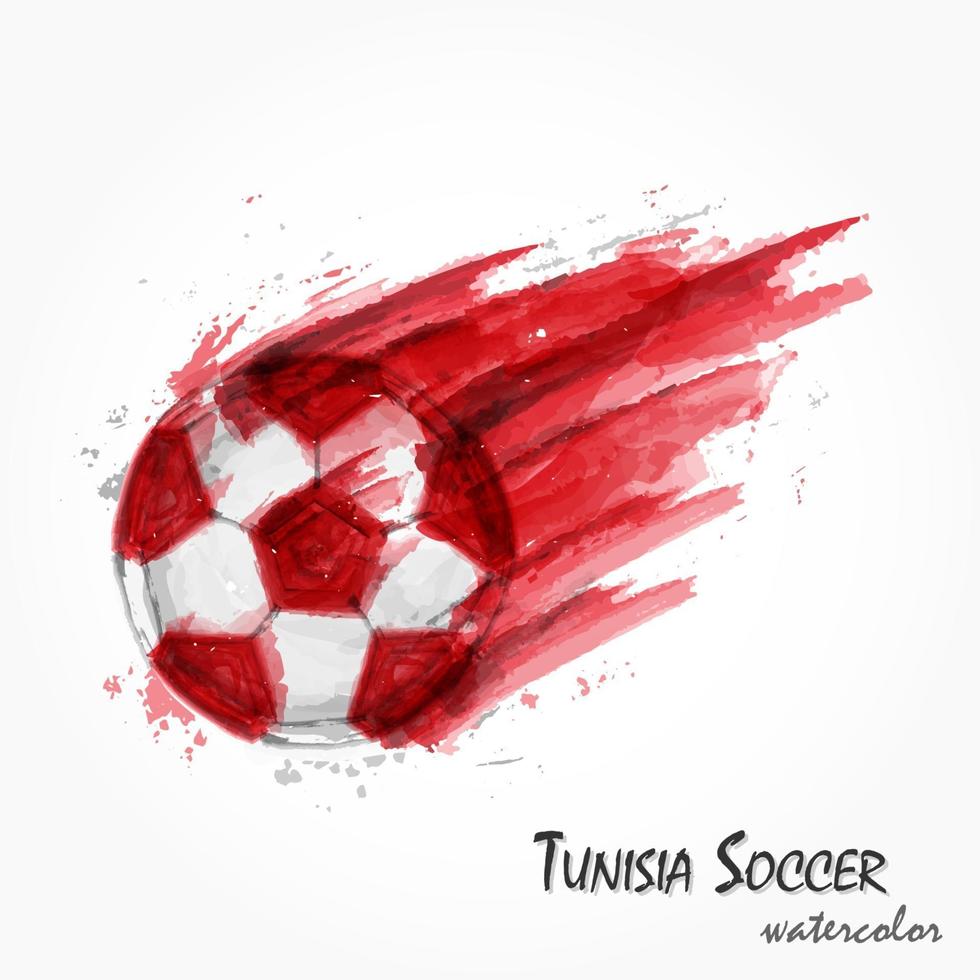 Acuarela realista de la poderosa selección de fútbol de Túnez o tiro de fútbol. concepto artístico y deportivo. vector para la copa del torneo del campeonato mundial internacional 2018. diseño plano .