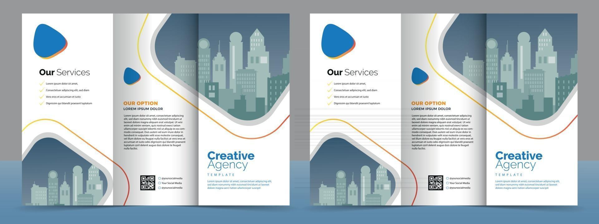 Business Brochure Template in Tri Fold Layout. Corporate Design Leaflet with replicable image. vector