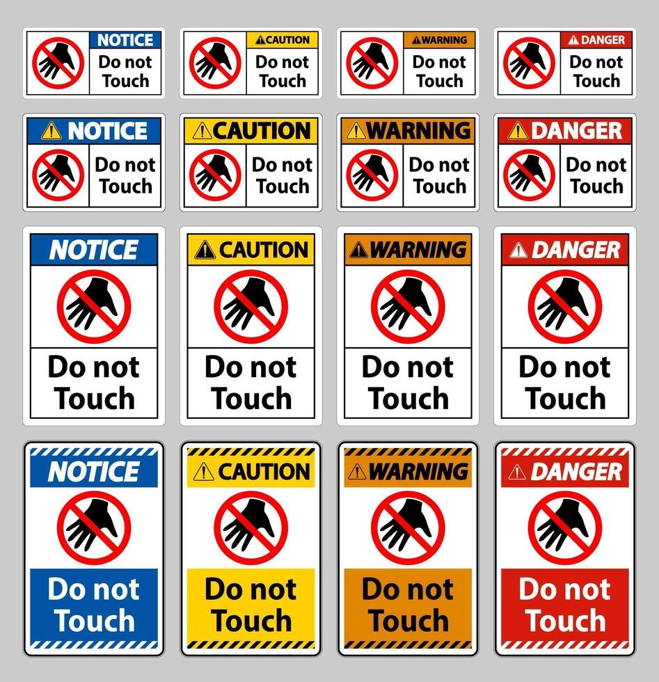 Do not touch and please do not touch sign vector