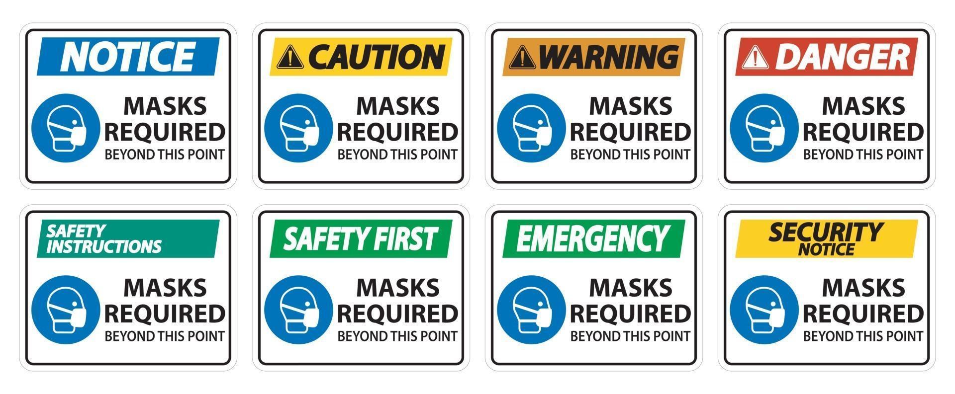 Masks Required Beyond This Point Sign Isolate On White Background,Vector Illustration EPS.10 vector