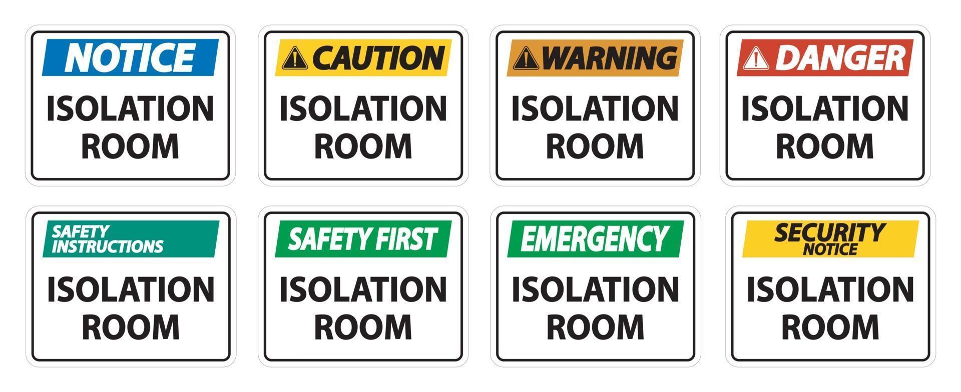 Set Isolation room Sign Isolate On White Background,Vector Illustration EPS.10 vector