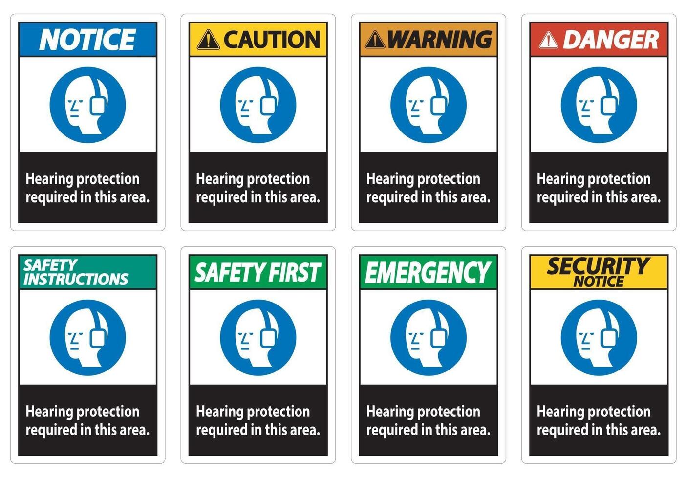 Hearing Protection Required In This Area with Symbol vector