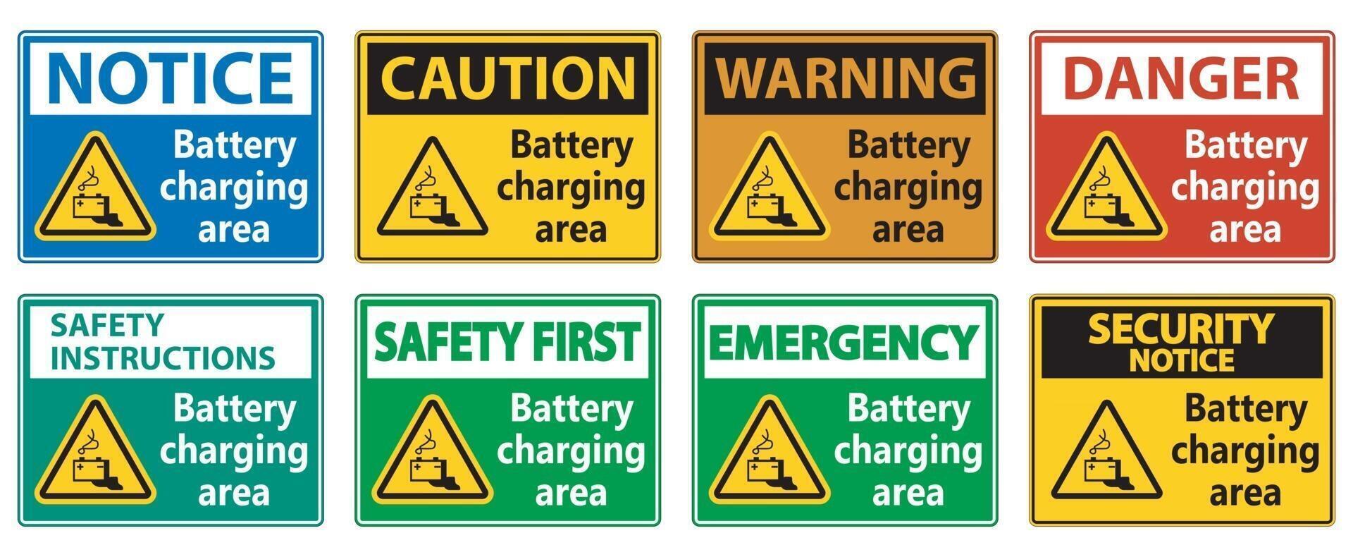 Battery charging area Sign on white background vector