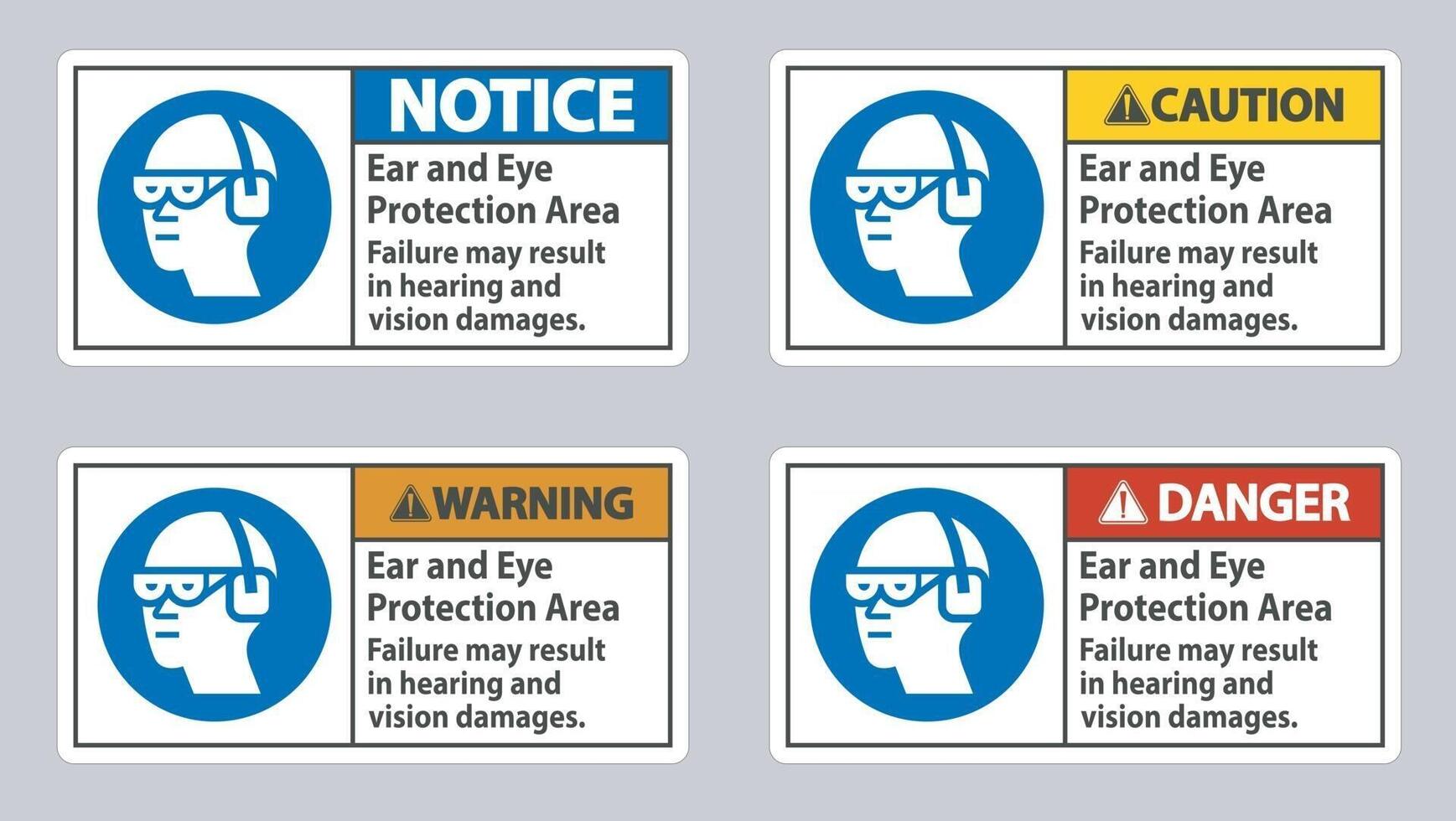 Ear And Eye Protection Area, Failure May Result In Hearing And Vision Damages vector