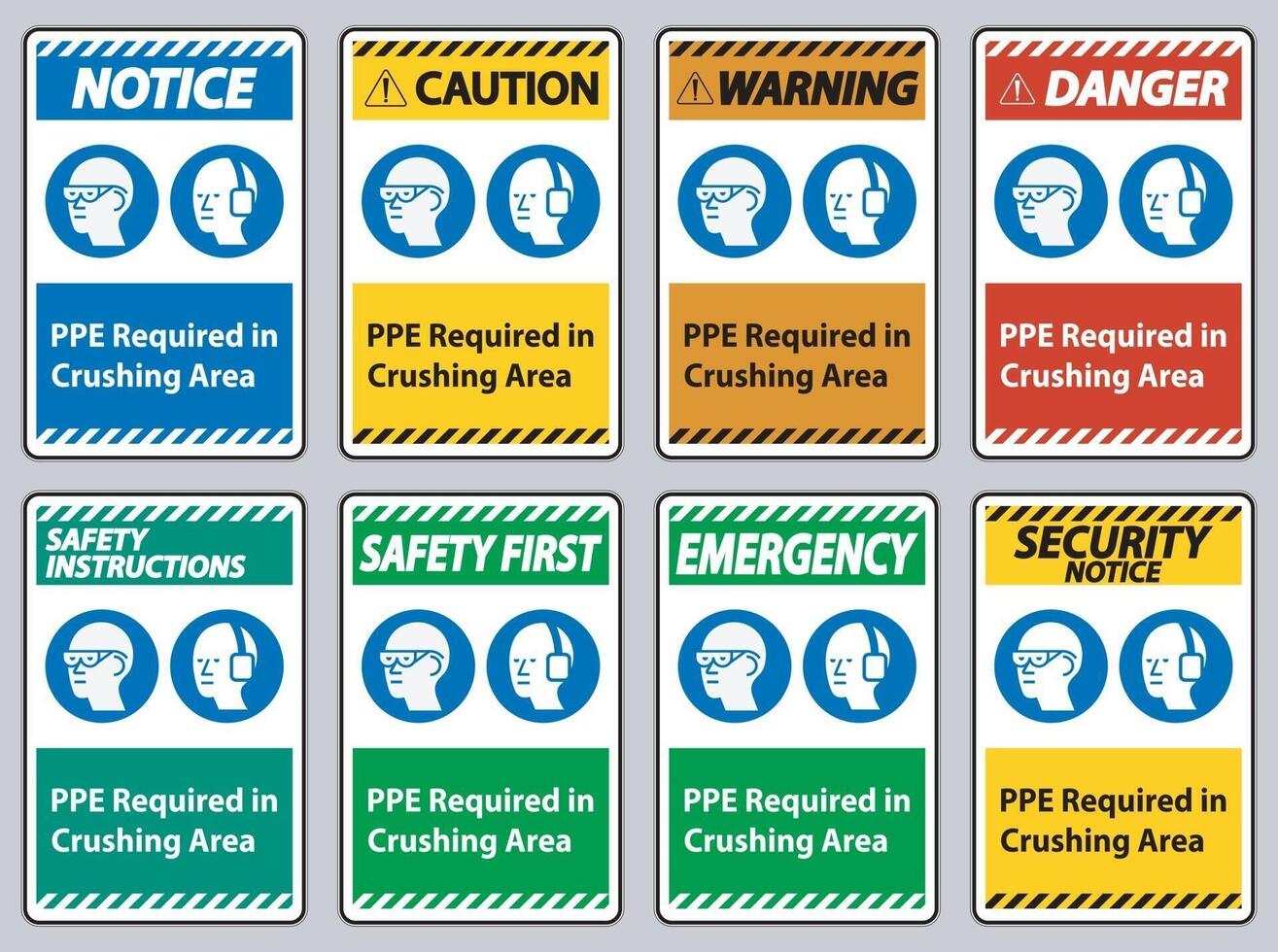 Sign PPE Required In Crushing Area Isolate on White Background vector