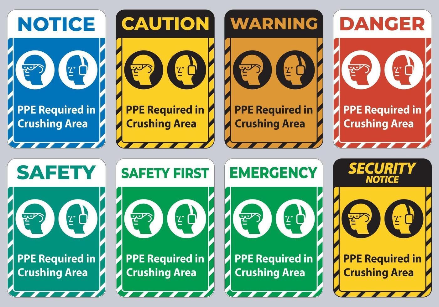 Sign PPE Required In Crushing Area Isolate on White Background vector