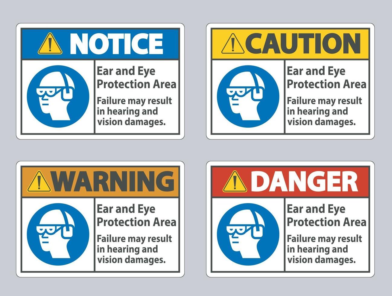Ear And Eye Protection Area, Failure May Result In Hearing And Vision Damages vector