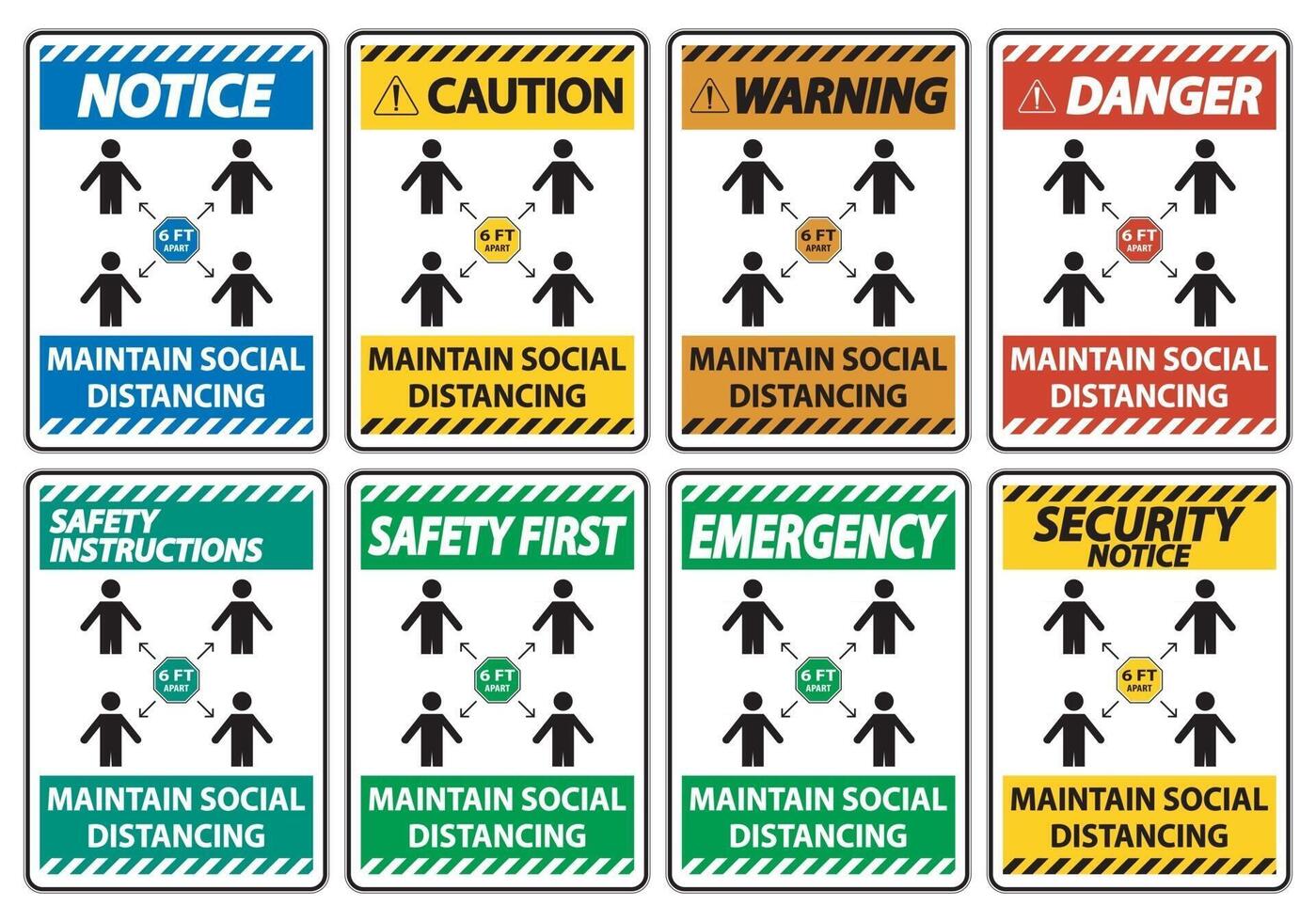 Maintain social distancing, stay 6ft apart sign,coronavirus COVID-19 Sign Isolate On White Background,Vector Illustration EPS.10 vector