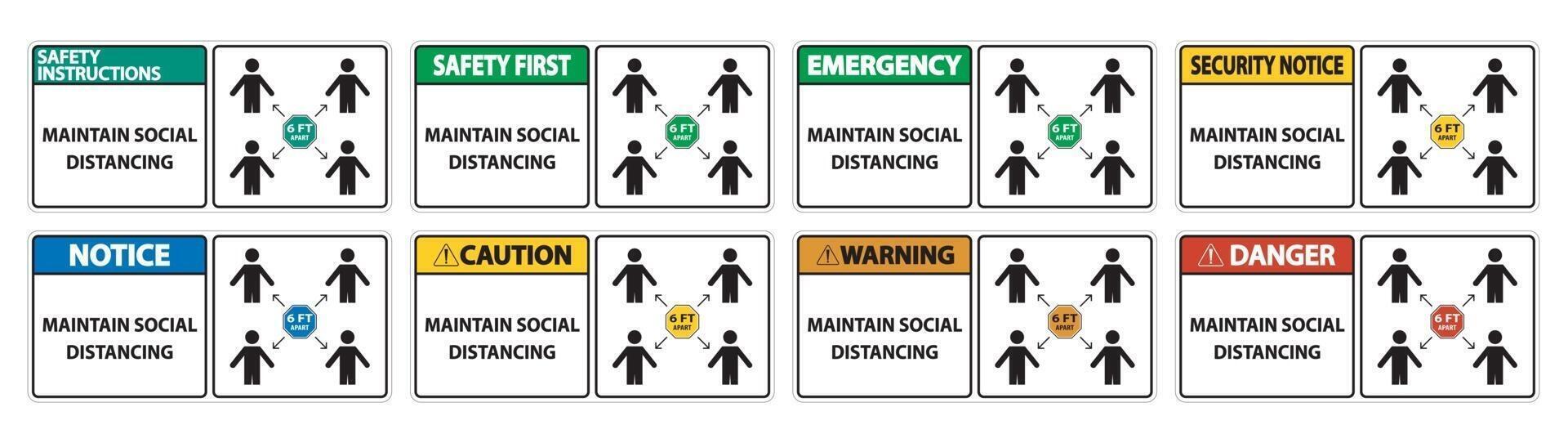 Maintain social distancing, stay 6ft apart sign,coronavirus COVID-19 Sign Isolate On White Background,Vector Illustration EPS.10 vector