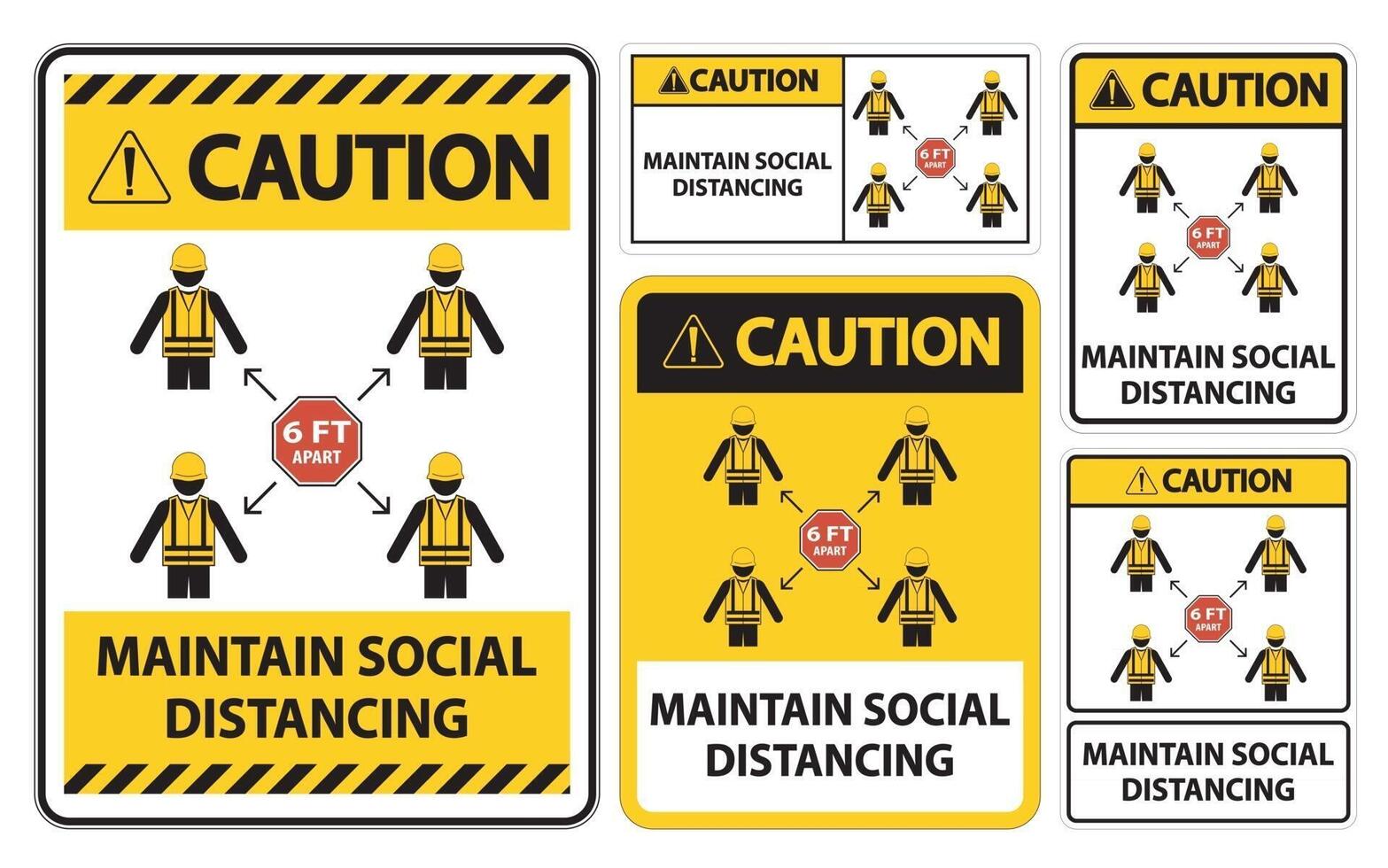 Caution Maintain social distancing, stay 6ft apart sign,coronavirus COVID-19 Sign Isolate On White Background,Vector Illustration EPS.10 vector