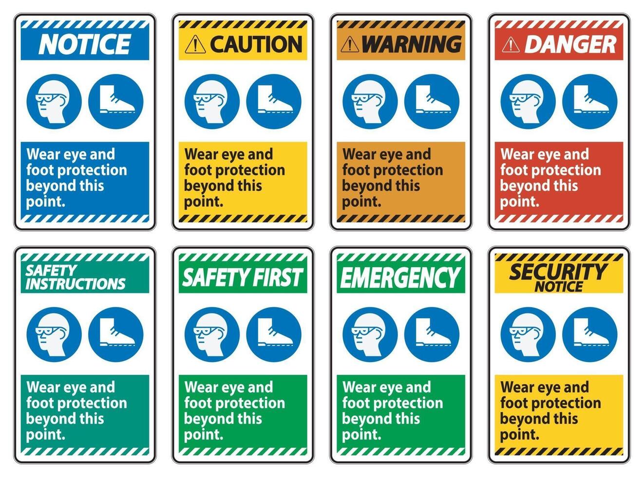 Wear Eye And Foot Protection Beyond This Point With PPE Symbols vector