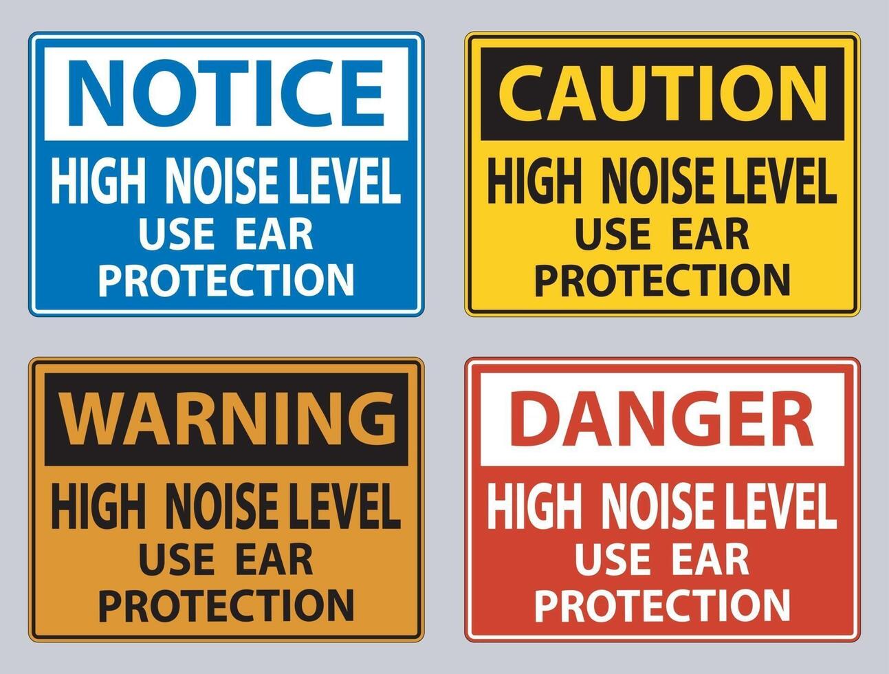 High Noise Level Use Ear Protection on White Background vector