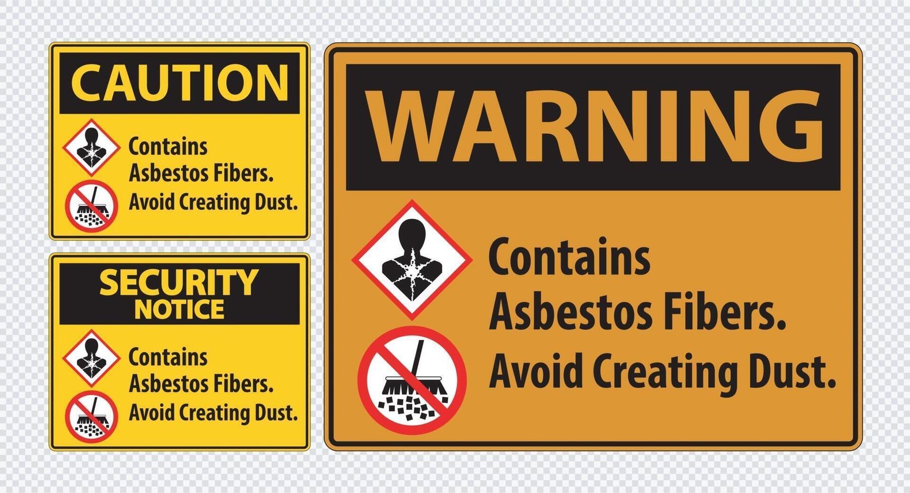 Label Contains Asbestos Fibers,Avoid Creating Dust vector